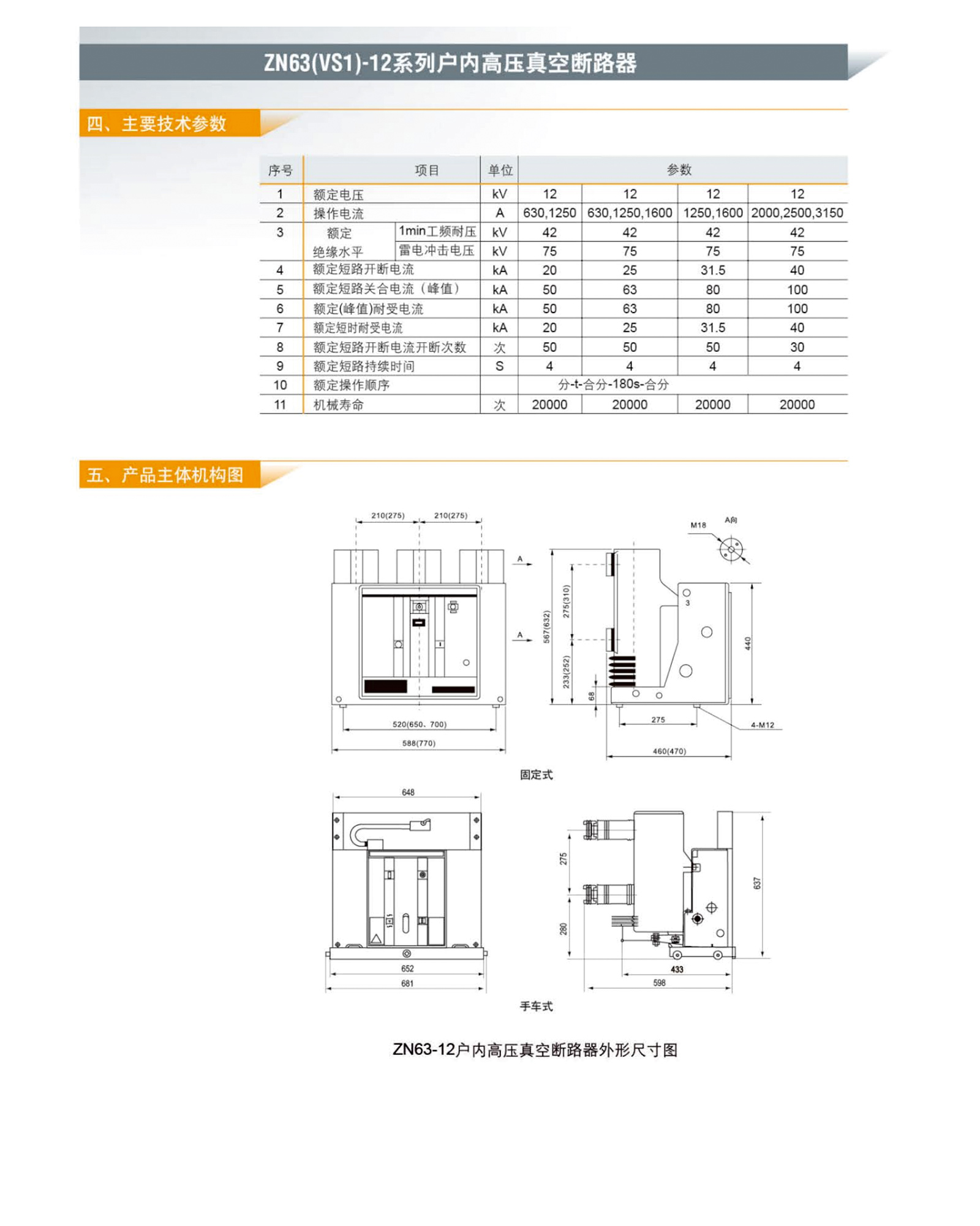 ZN63(VS1)-12系列戶內(nèi)高壓真空斷路器